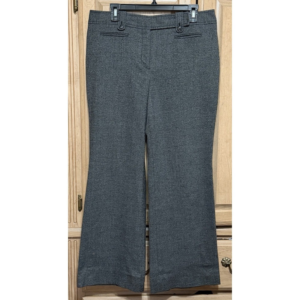 Ann Taylor Signature Boot Leg Trouser Dress‎ Pants Womens 12P Gray Black Stretch